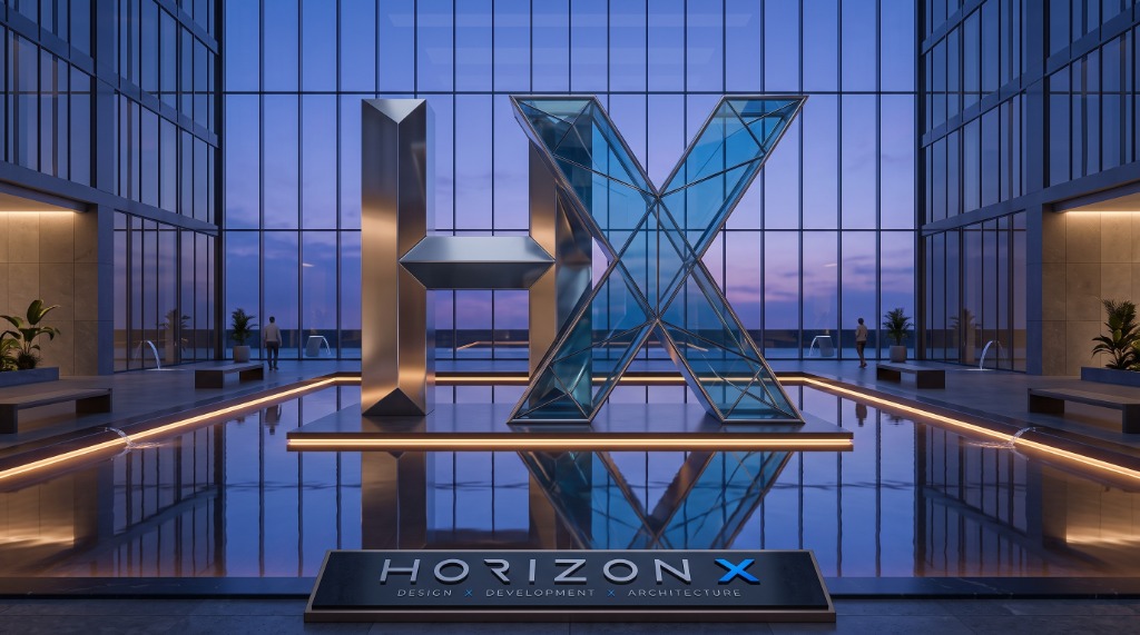 Branding & Design — Monumental HX Glass & Steel Architectural Brand Landmark