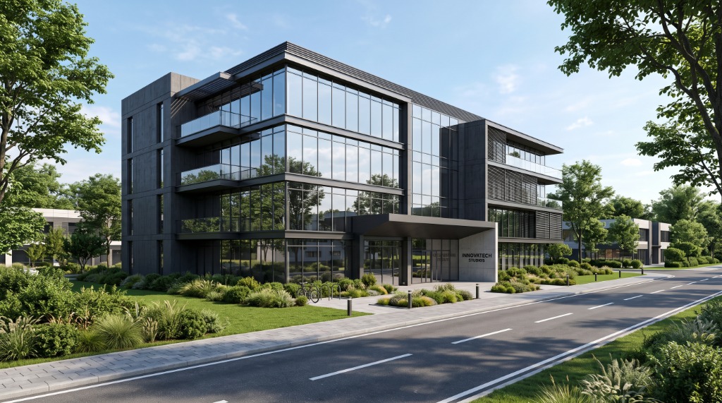 Exterior Architecture — Innovatech Studios Contemporary Commercial Headquarters