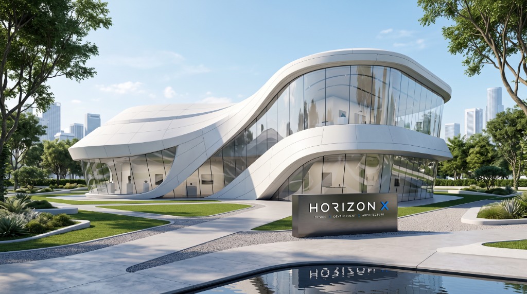 Exterior Architecture — Curvilinear Modern Design Pavilion & Reflecting Pool