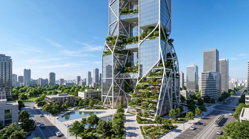 Exterior Architecture — Biophilic Vertical Garden Skyscraper & Urban Civic Masterplan