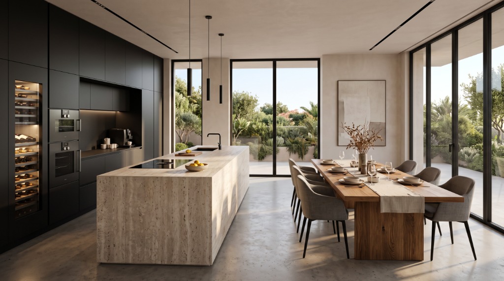 Interior Architecture — Travertine Open Living & Dining Pavilion