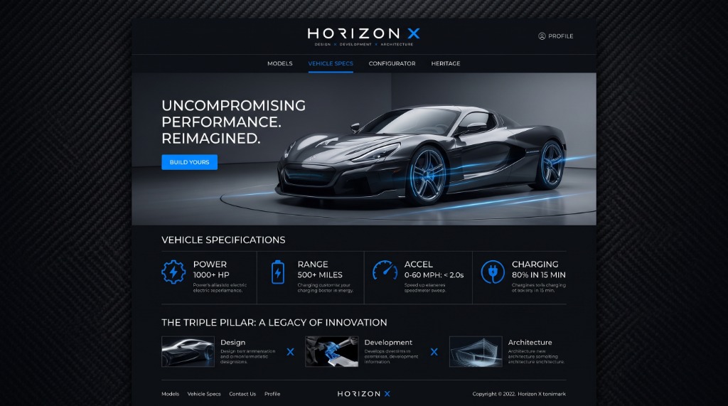 Web Development — Hypercar Interactive Web Configurator & Carbon Fiber Platform