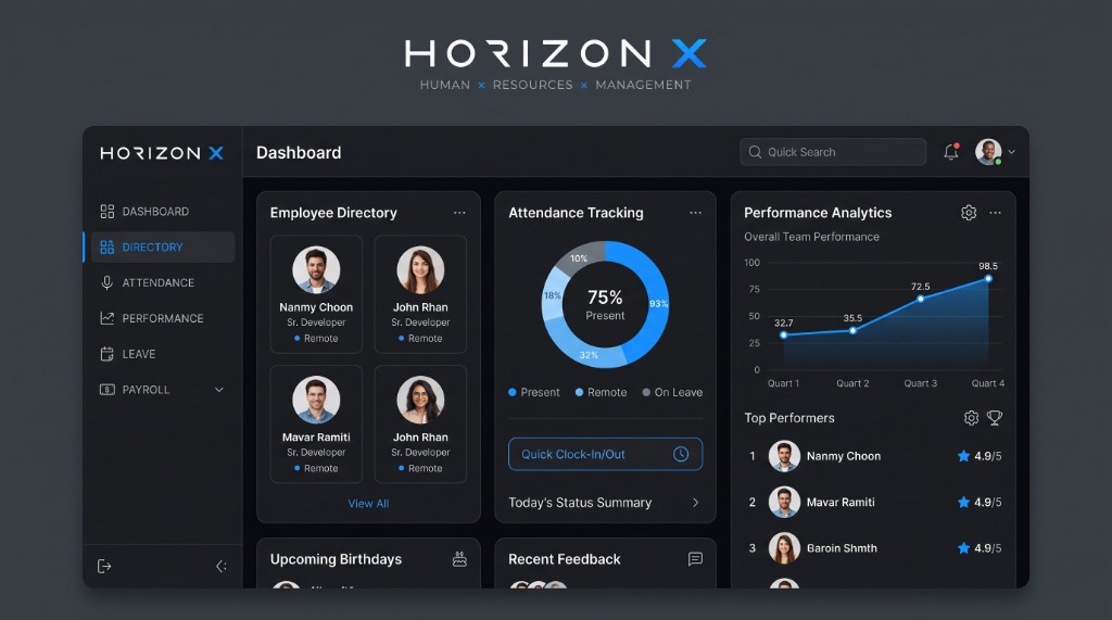 Web Development — Human Resources Directory & Team Performance Analytics UI
